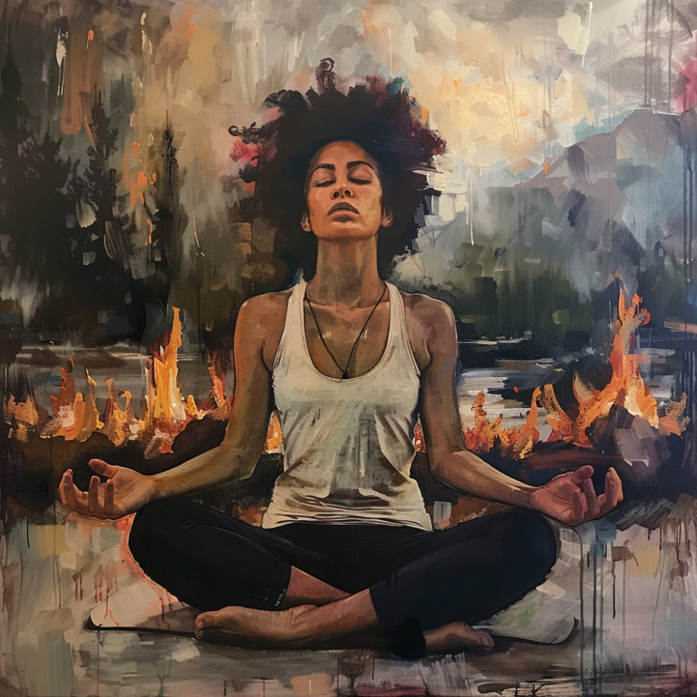 Tranquilidad Del Yoga En La Suave Lluvia