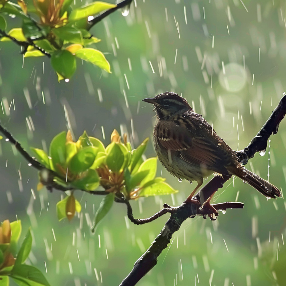 Night's Peace Rain and Avian Lullabies