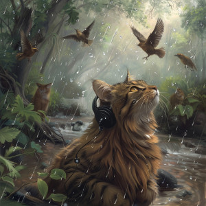 Cat Music Hour的專輯Cats Binaural Rain: Nature and Birds Calm - 80 88 Hz