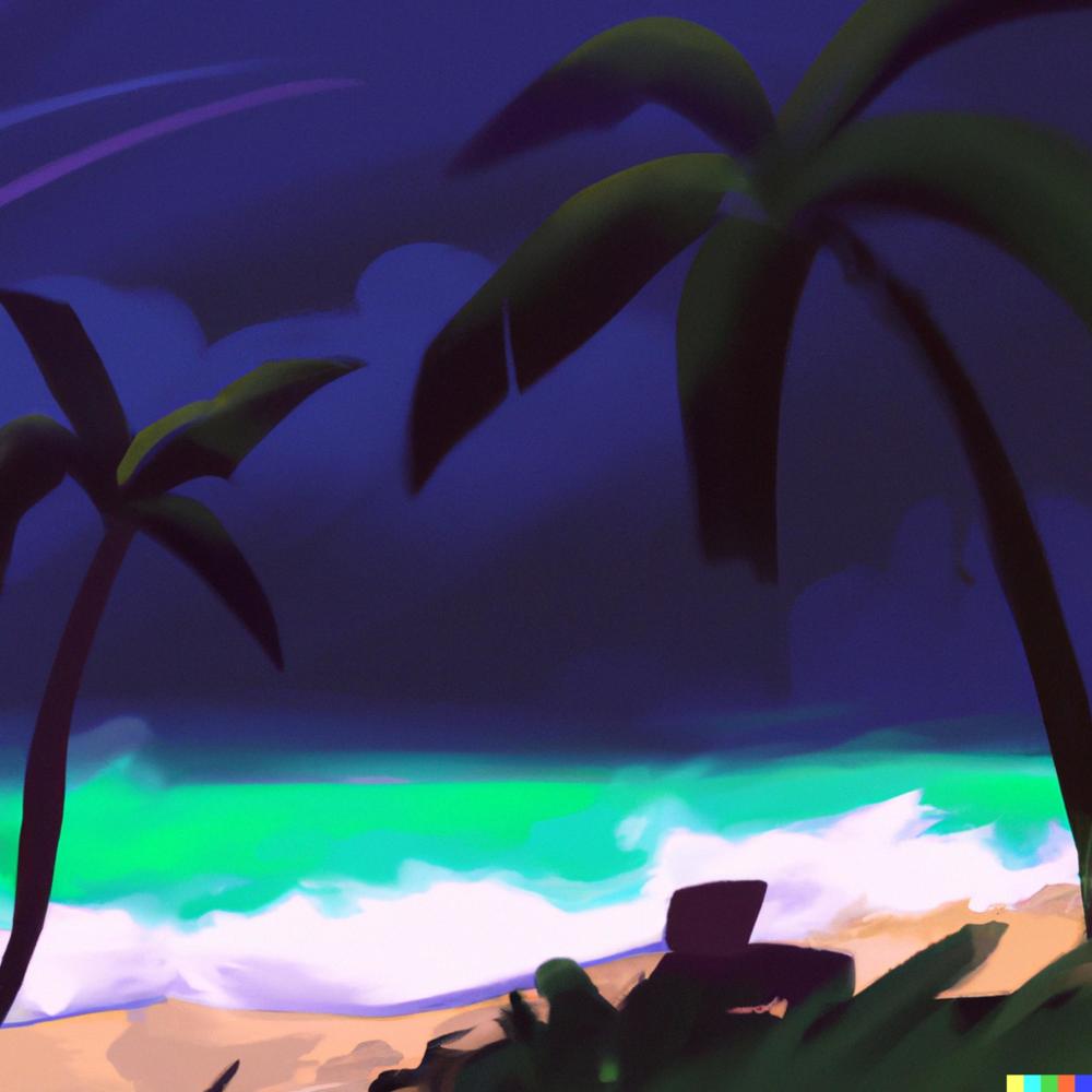 stormy night at the beach