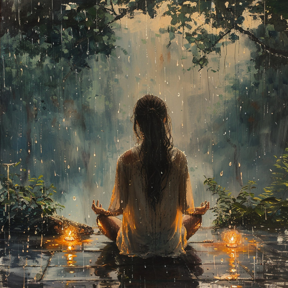 Meditación Silenciosa Bajo La Caricia De La Lluvia