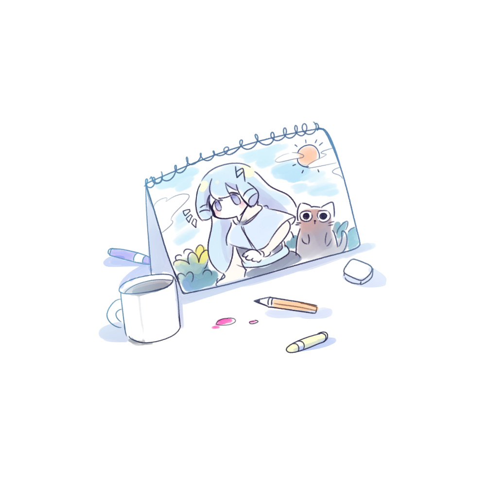 画用紙と猫