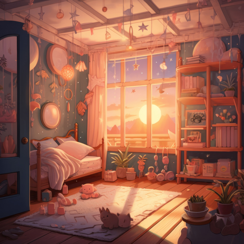 Tiny Toy Train Traveler in Twilight's Tapestry