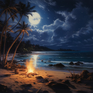 Nighttime by the Bonfire: Cozy Beach Waves for Sleep