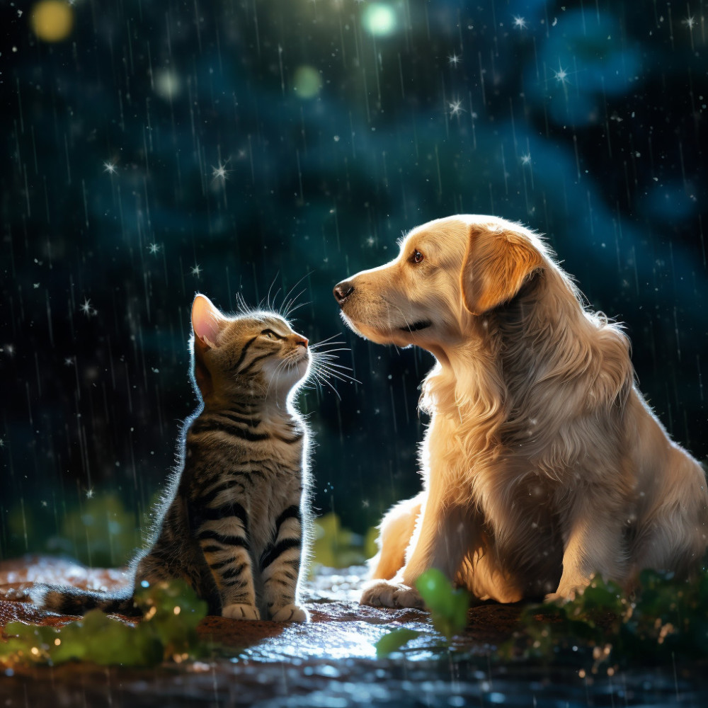 Pets Rain Gentle Sound