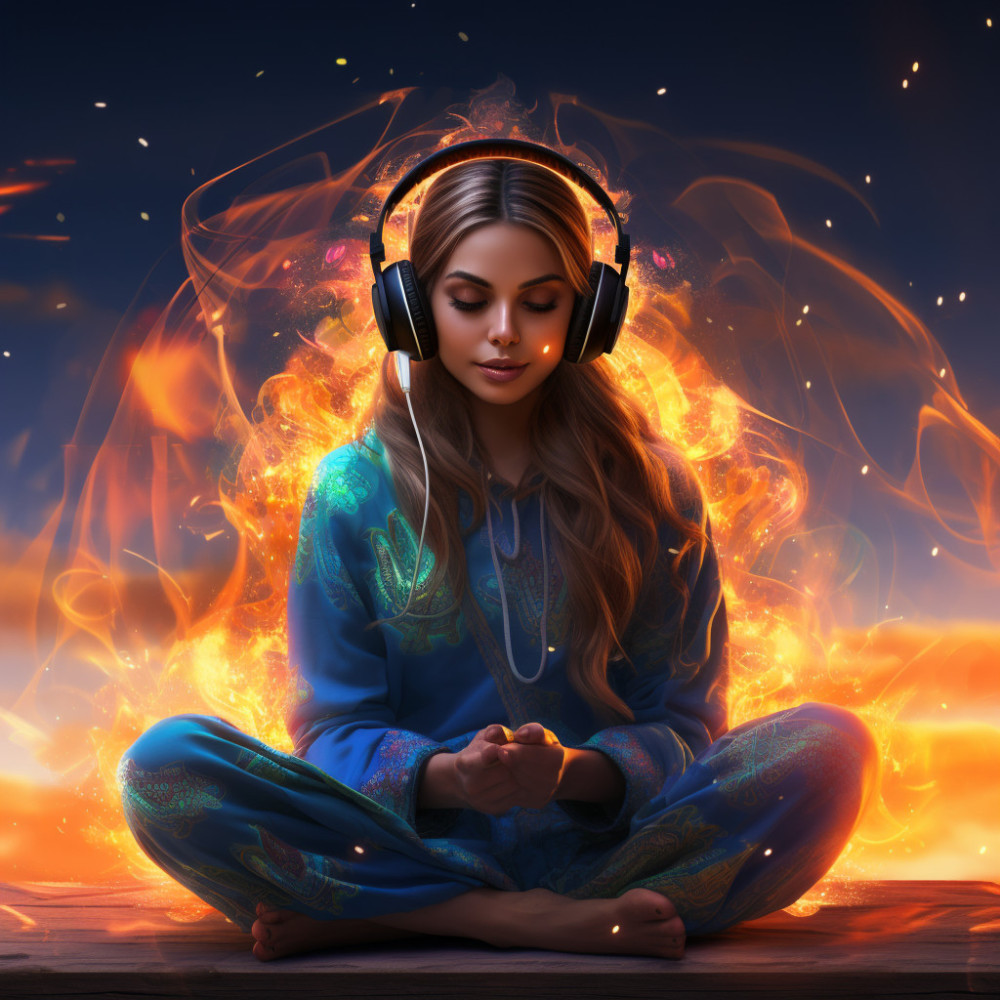 Serene Meditation by the Fire