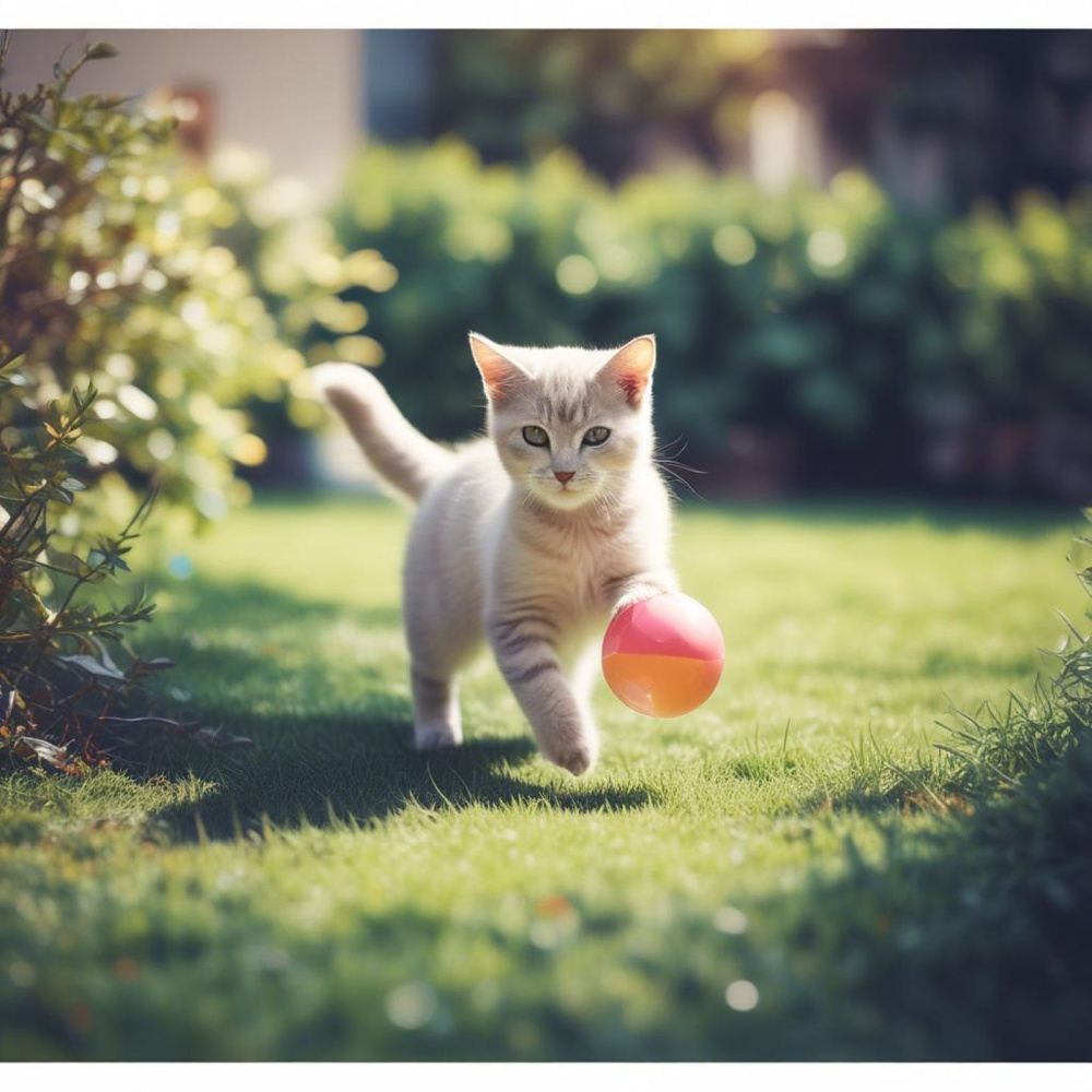 Kucing Imut Bermain Bola