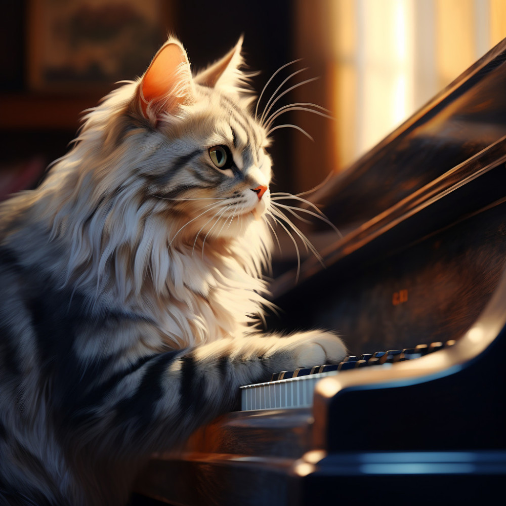 Piano De Gatos Con Eco De Ronroneo