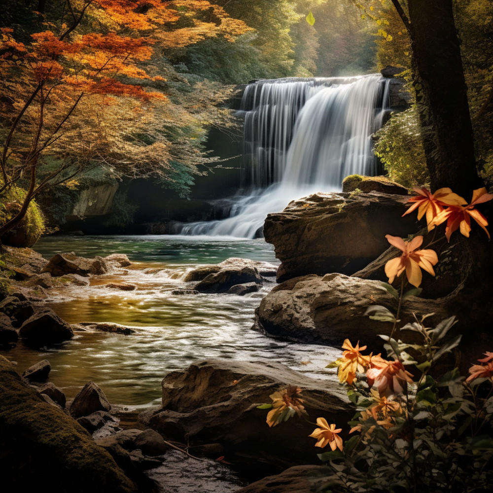 Mindfulness Amidst Waterfall's Harmony