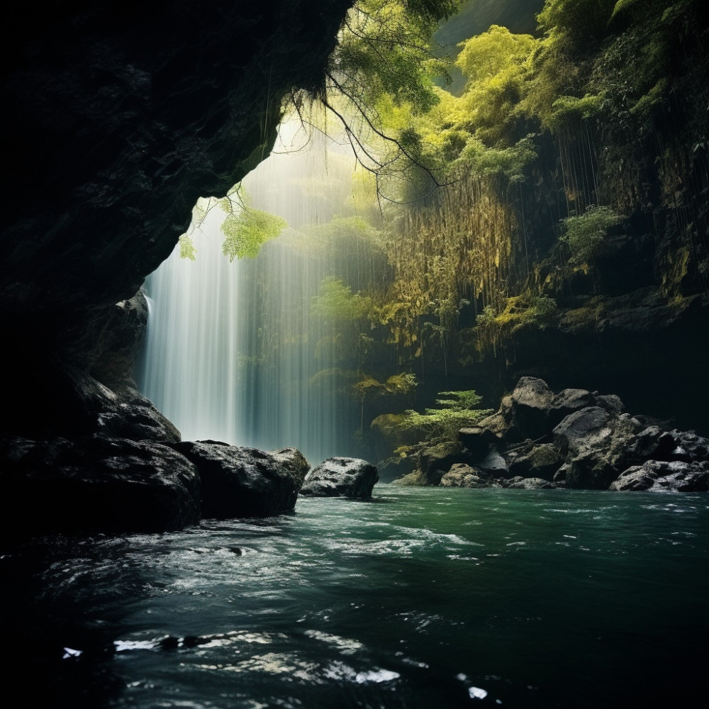 Serenidad En Cascada Junto Al Agua