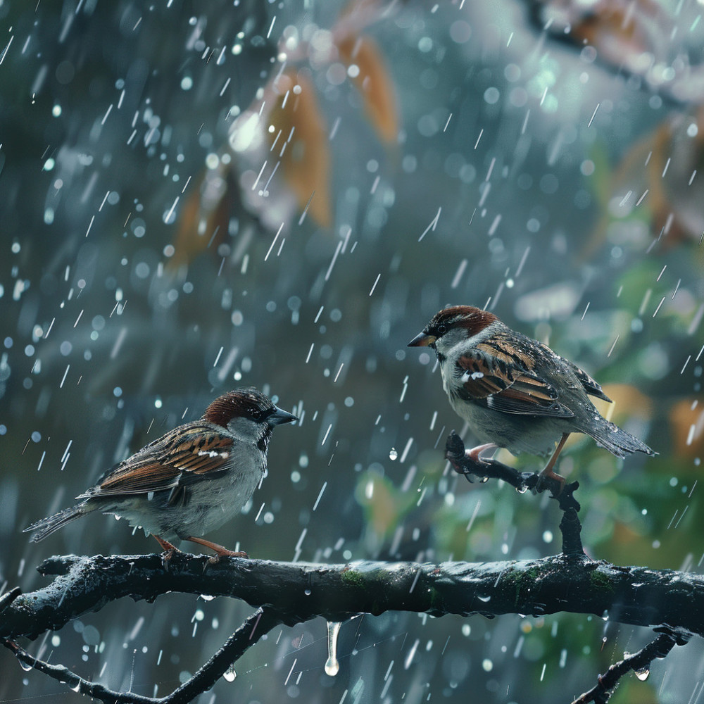 Clear Mind with Rain and Birds