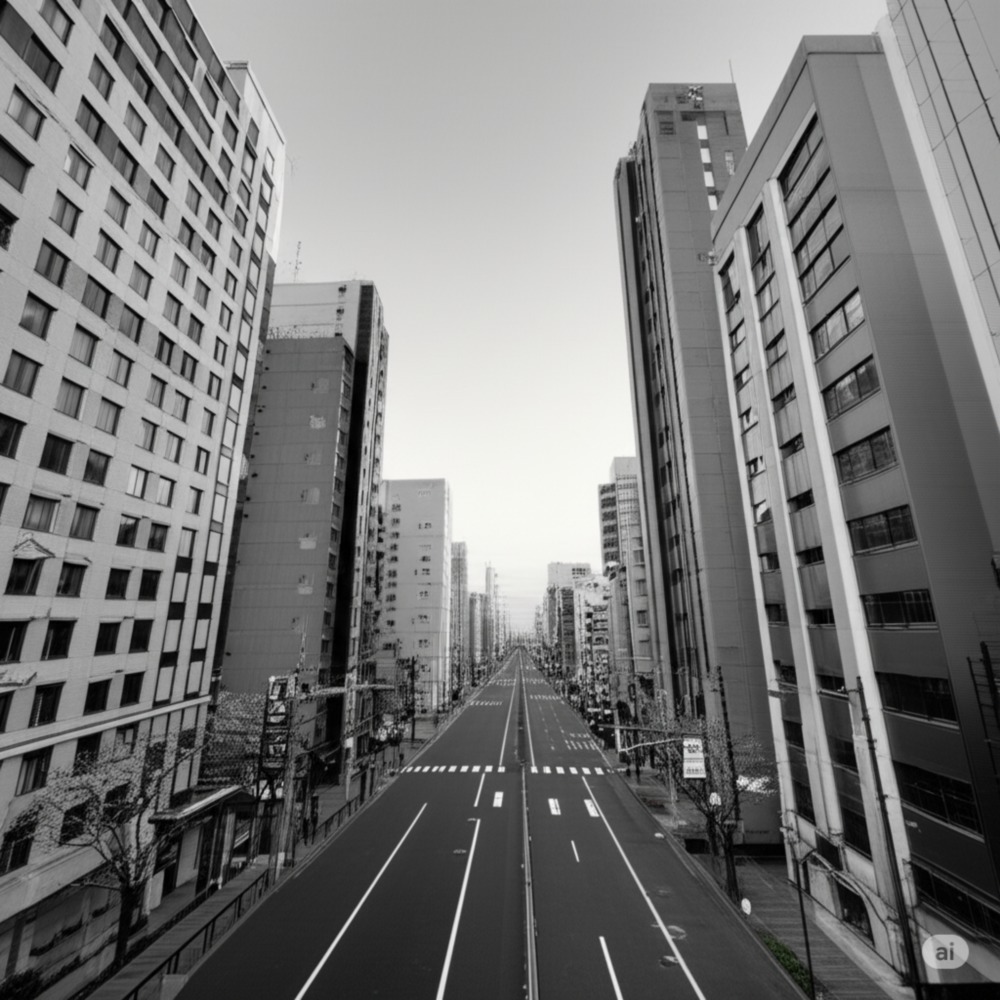 The city streets that became monochrome. (feat. HATSUNE MIKU)