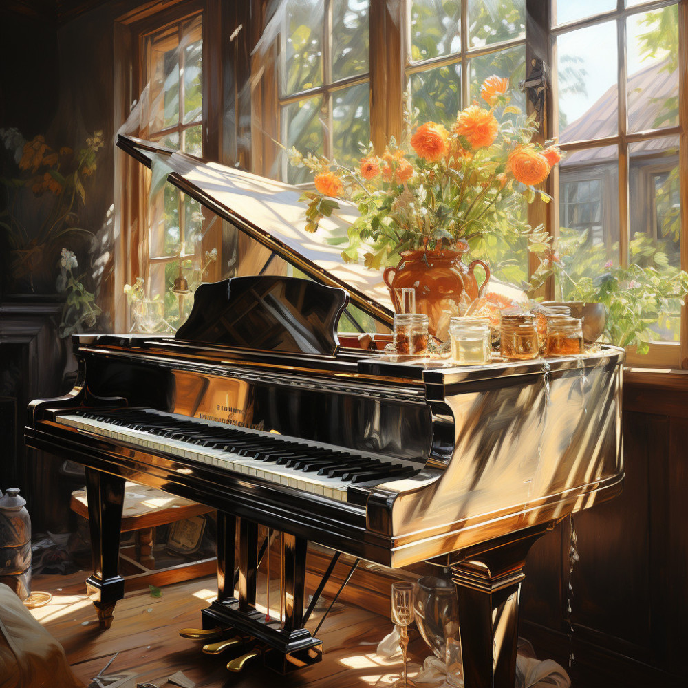 Eco Y Vistas Del Piano En Calma