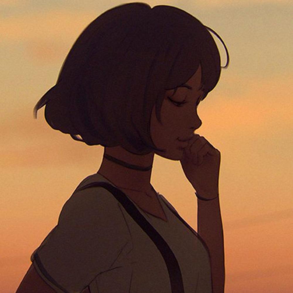 LoFi Aesthetic Girl in the Sunset