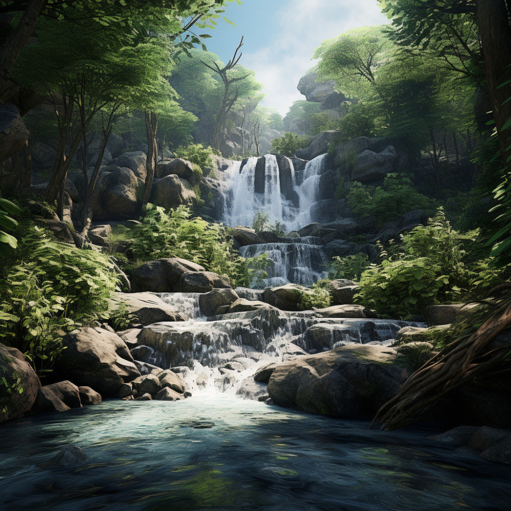 Purrfect Waterfall Dreamscape