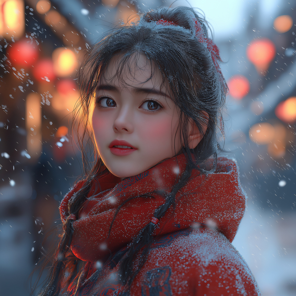 圣诞树上亮灯光