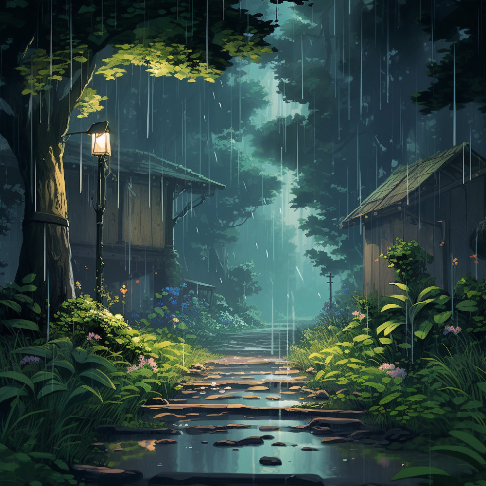 Conjunto Melódico De Gotas De Lluvia En La Naturaleza