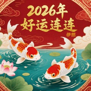 收听伊然的2026年好运连连歌词歌曲