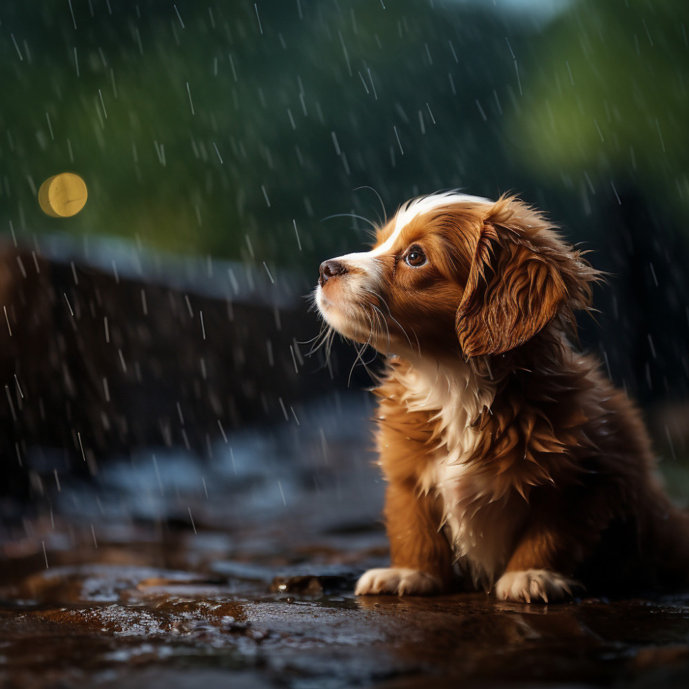 Sesión Armónica Con Gotas De Lluvia Para Perros