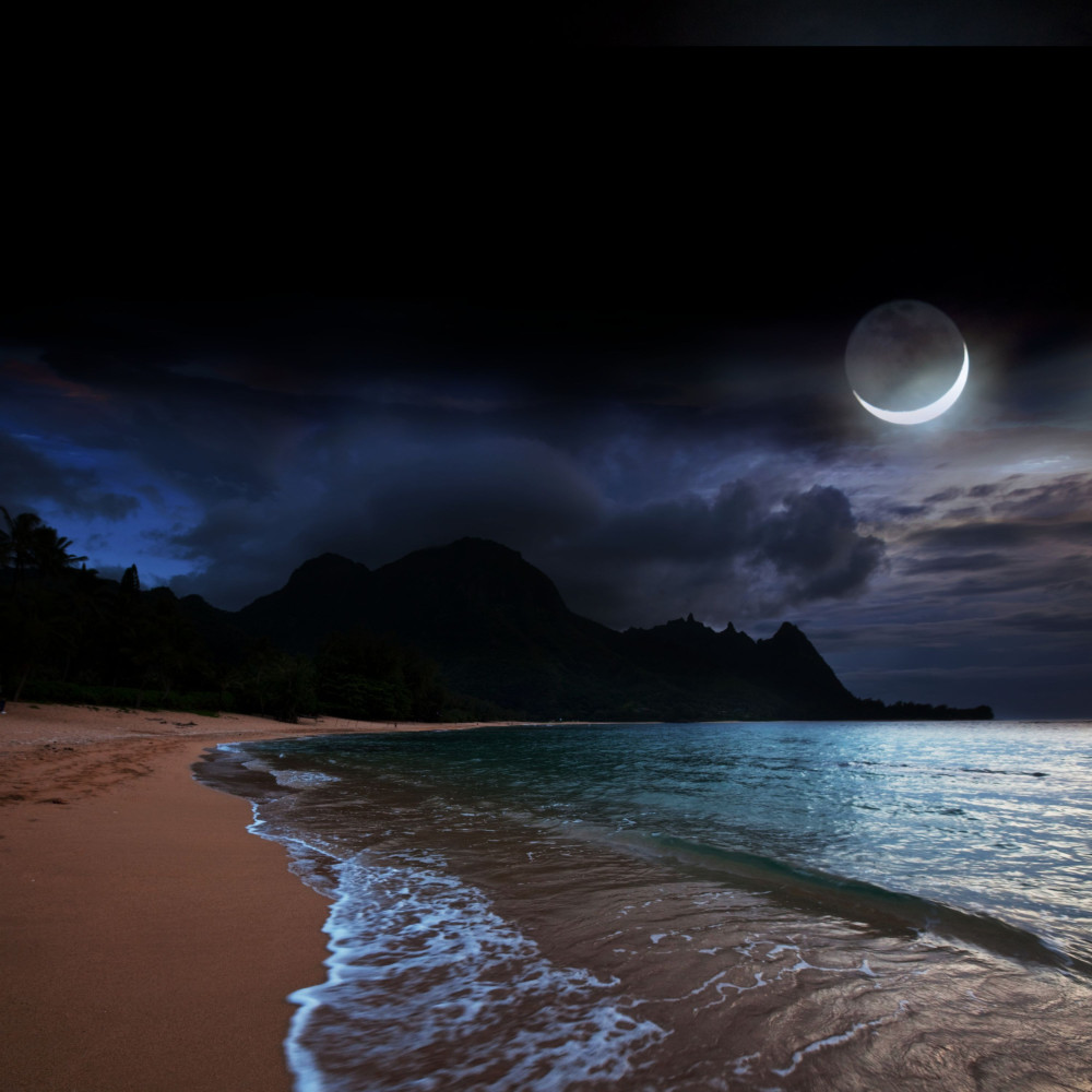 Moonlit Cerulean Ocean Whispers