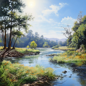 Tranquil River Whispers: Ambient Serenity