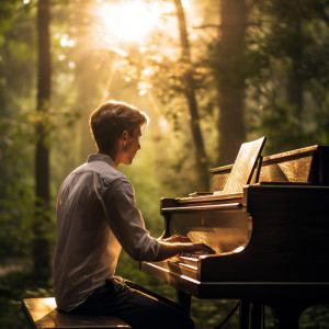 Teclas Bañadas Por El Sol: Bosquejos De Piano Con La Danza De La Luz Del Sol Y Rocío