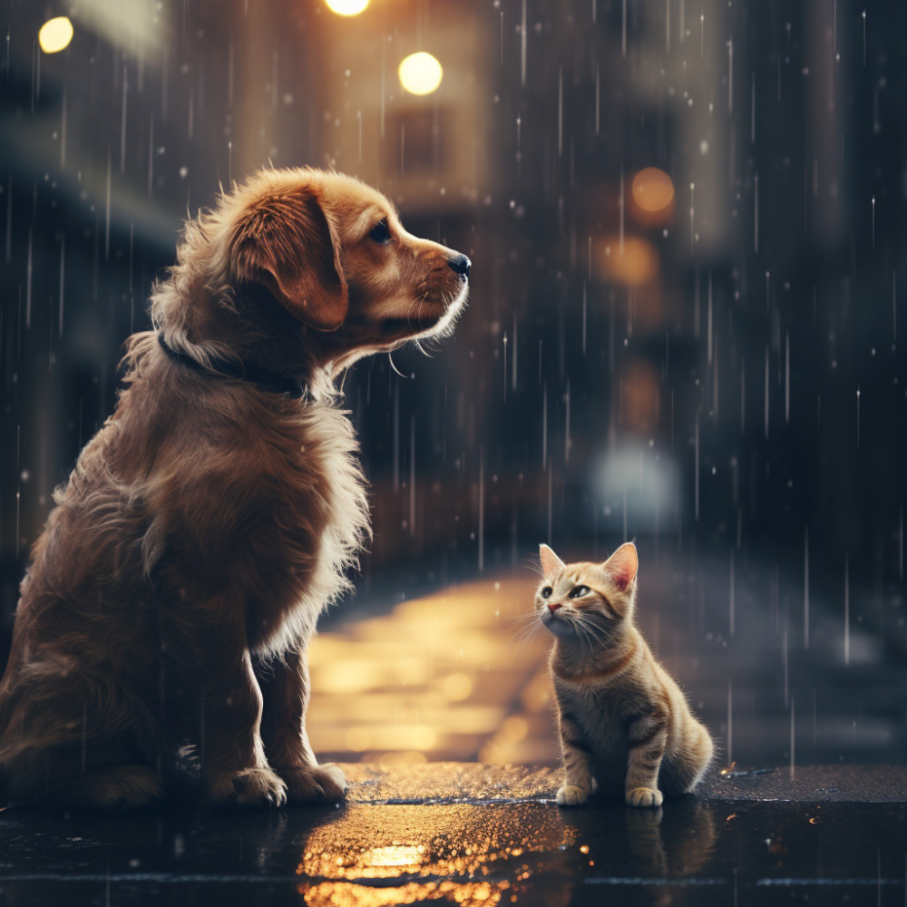 Ritmo Divertido De Perros Con Lluvia