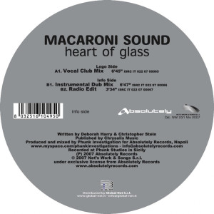 Listen to Heart Of Glass (Instrumental Dub Mix) song with lyrics from Macaroni Sound