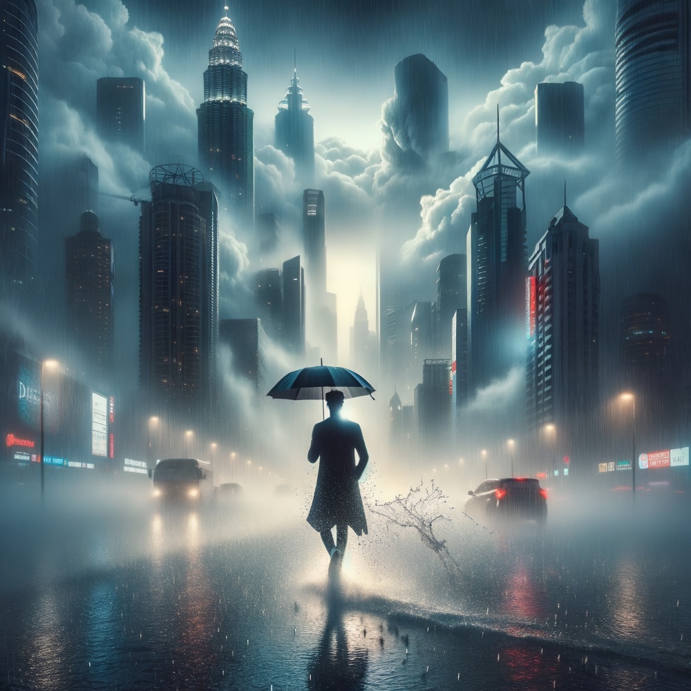 Heavy Rain While Walking in My City 5