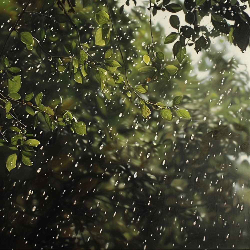 Rain's Hush in the Misty Evening