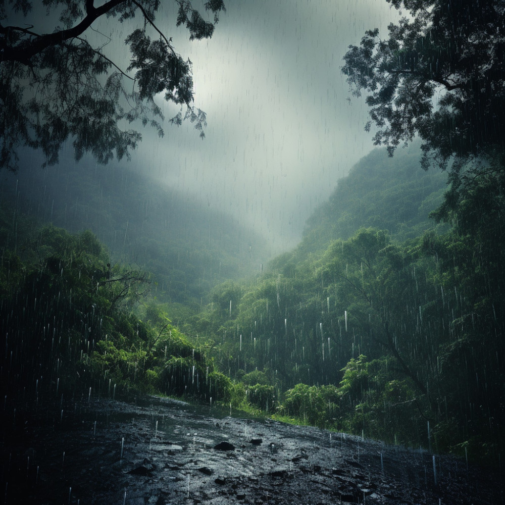 Rain's Embrace Under Moonlight