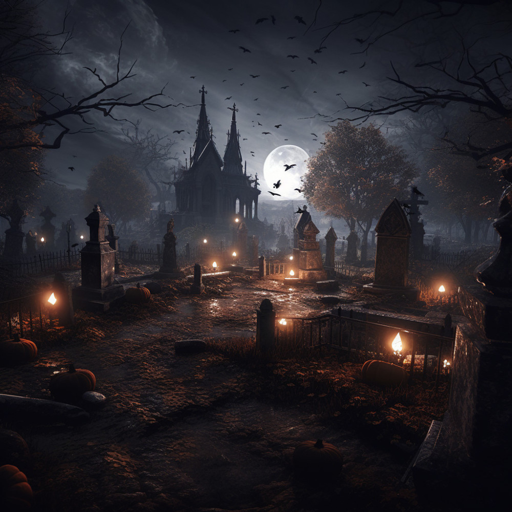 Cemetery Halloween Nocturne: A Terrifying Resonance