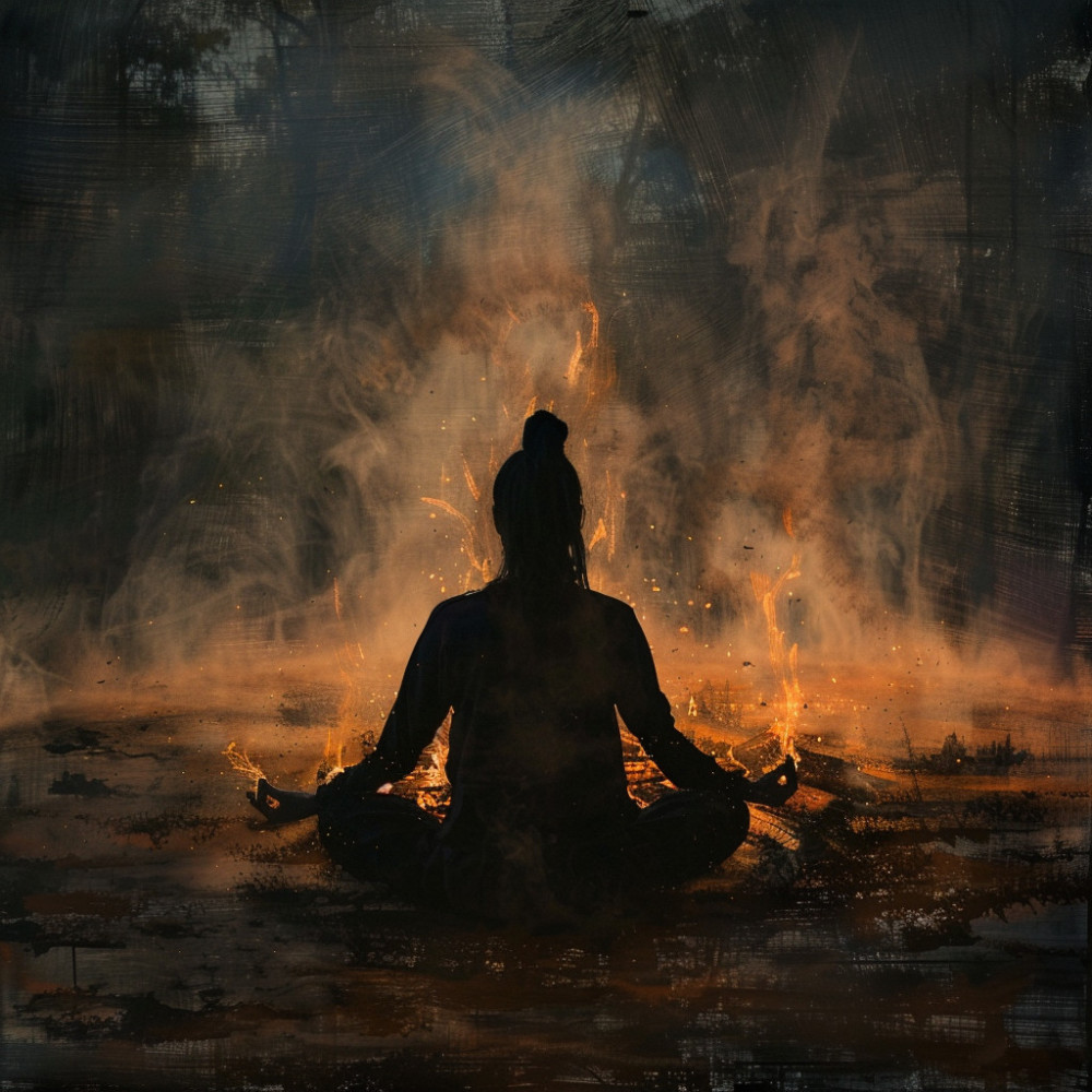 Resplandor Pacífico De La Meditación Del Fuego