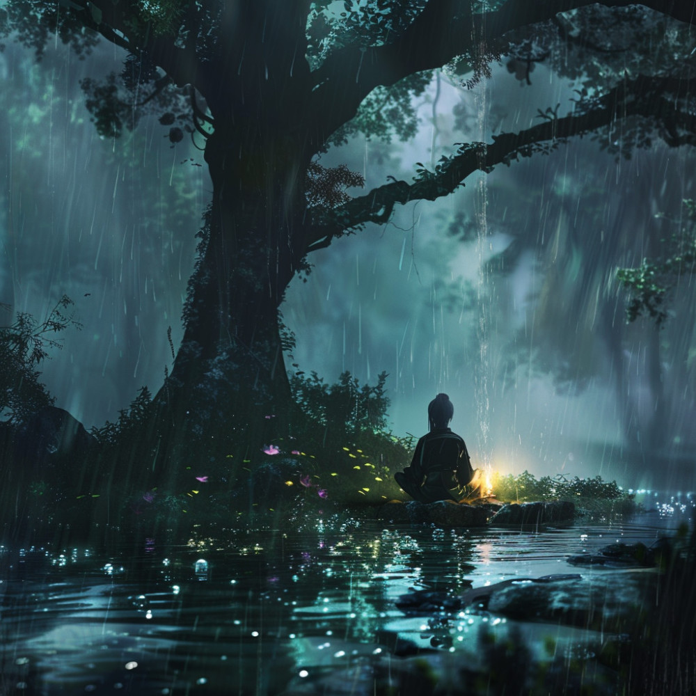 Eco Rítmico De La Lluvia Para Pensamientos Concentrados