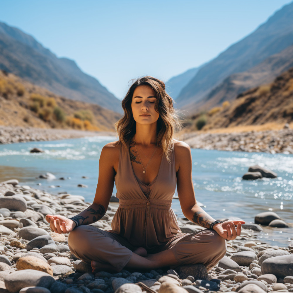 Armonía En El Arroyo De La Meditación En La Naturaleza