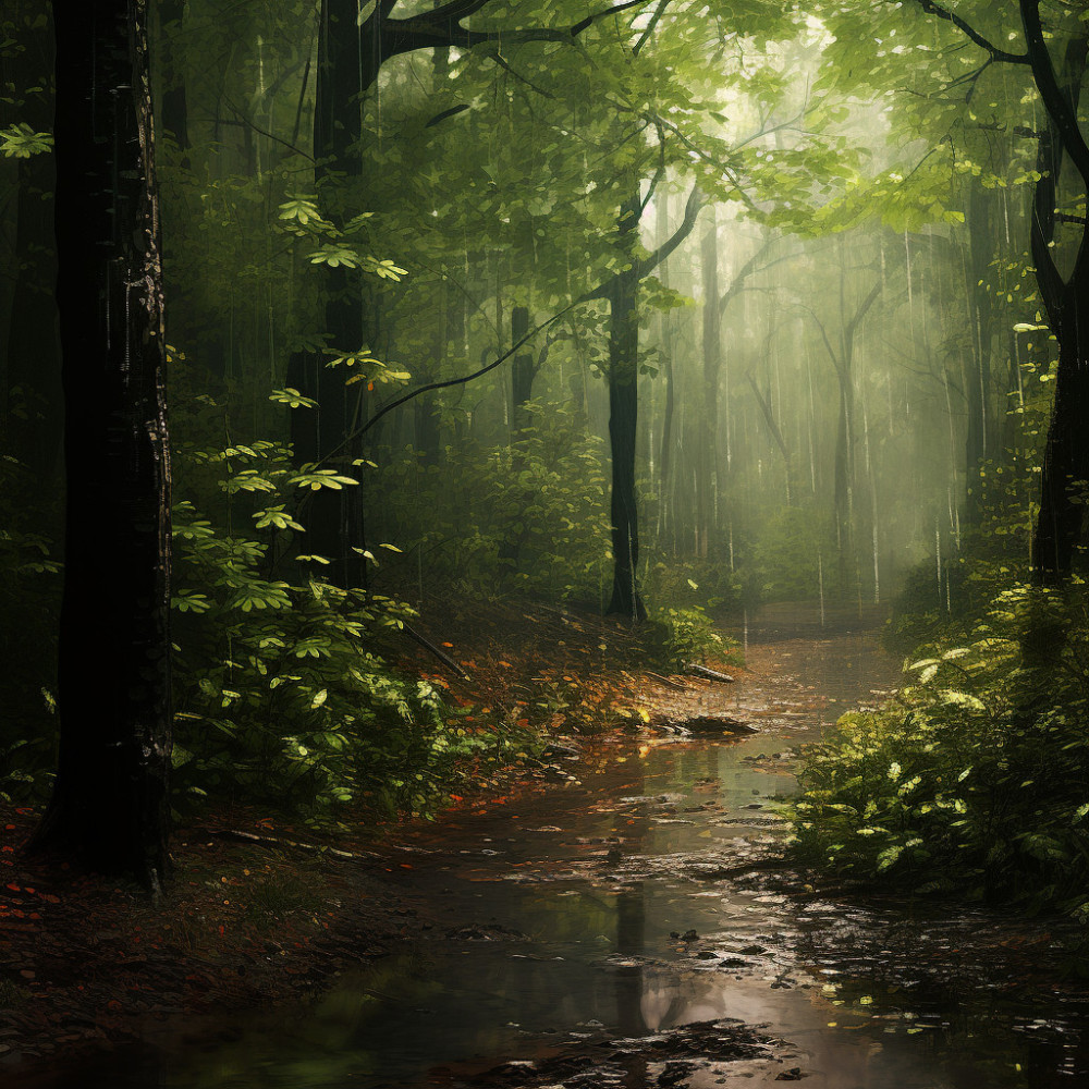 Droplets' Serenity in Rain Meditation