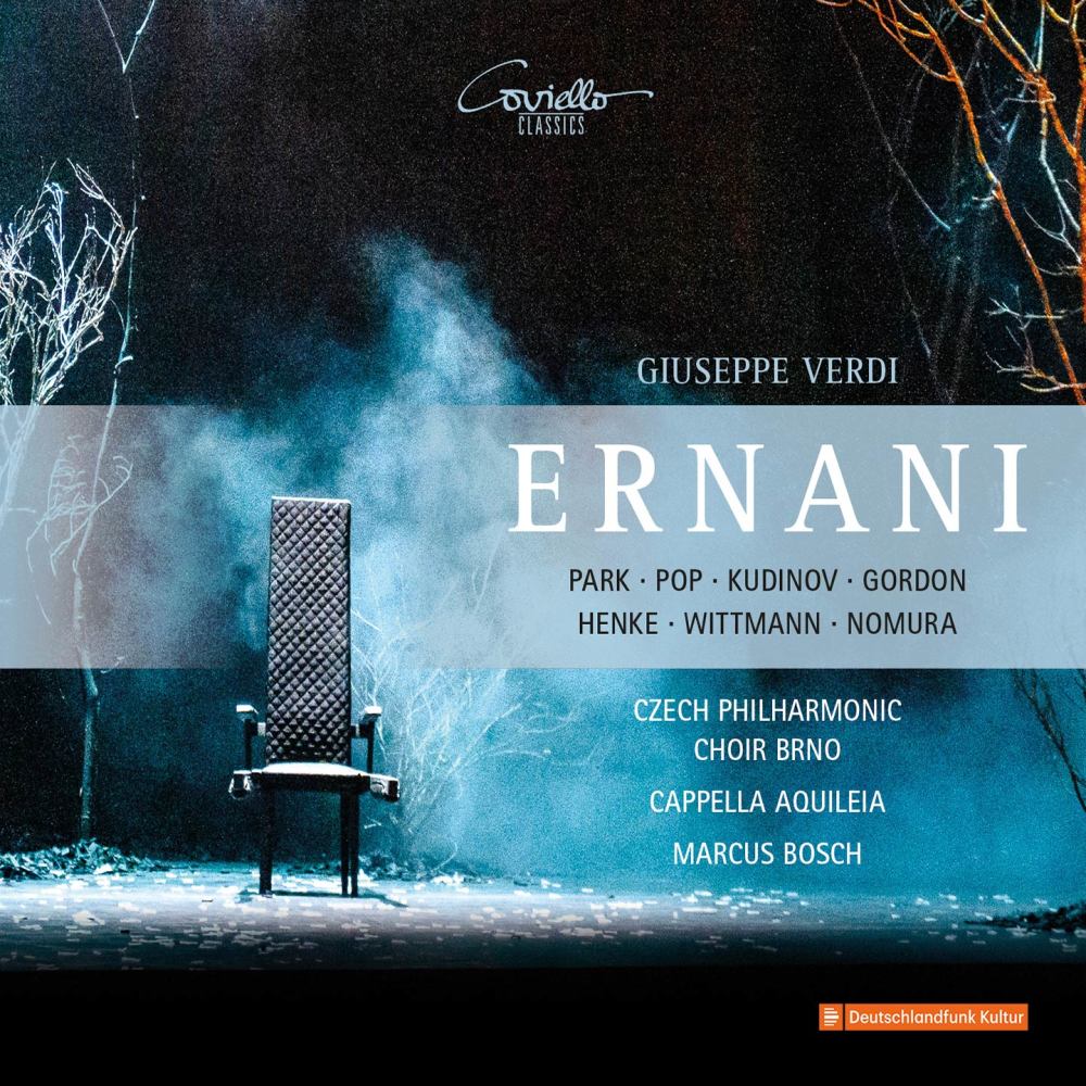 Ernani, I, Scene 9 & 10: "Finale I" (Ernani, Don Carlo, Don Ruy Gómez de Silva, Elvira, Giovanna, Don Riccardo, Jago)