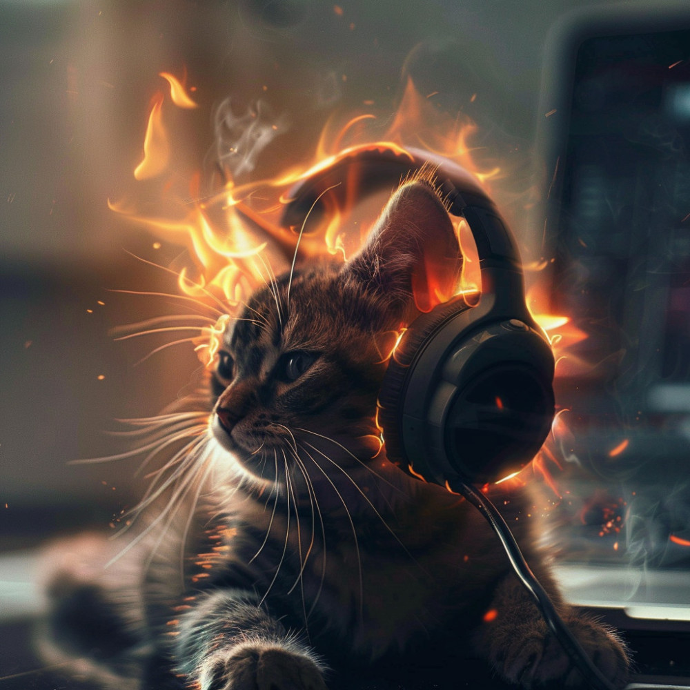 Cats Serene Flames