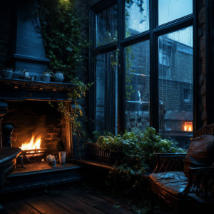 Serenity by the Firelight: Rain's Embrace