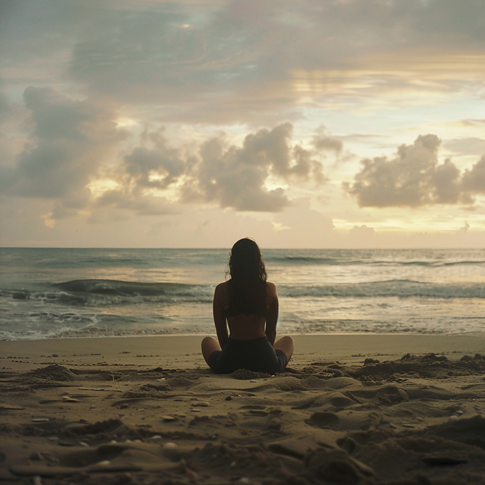 Calma De La Meditación Abrazada Por El Océano