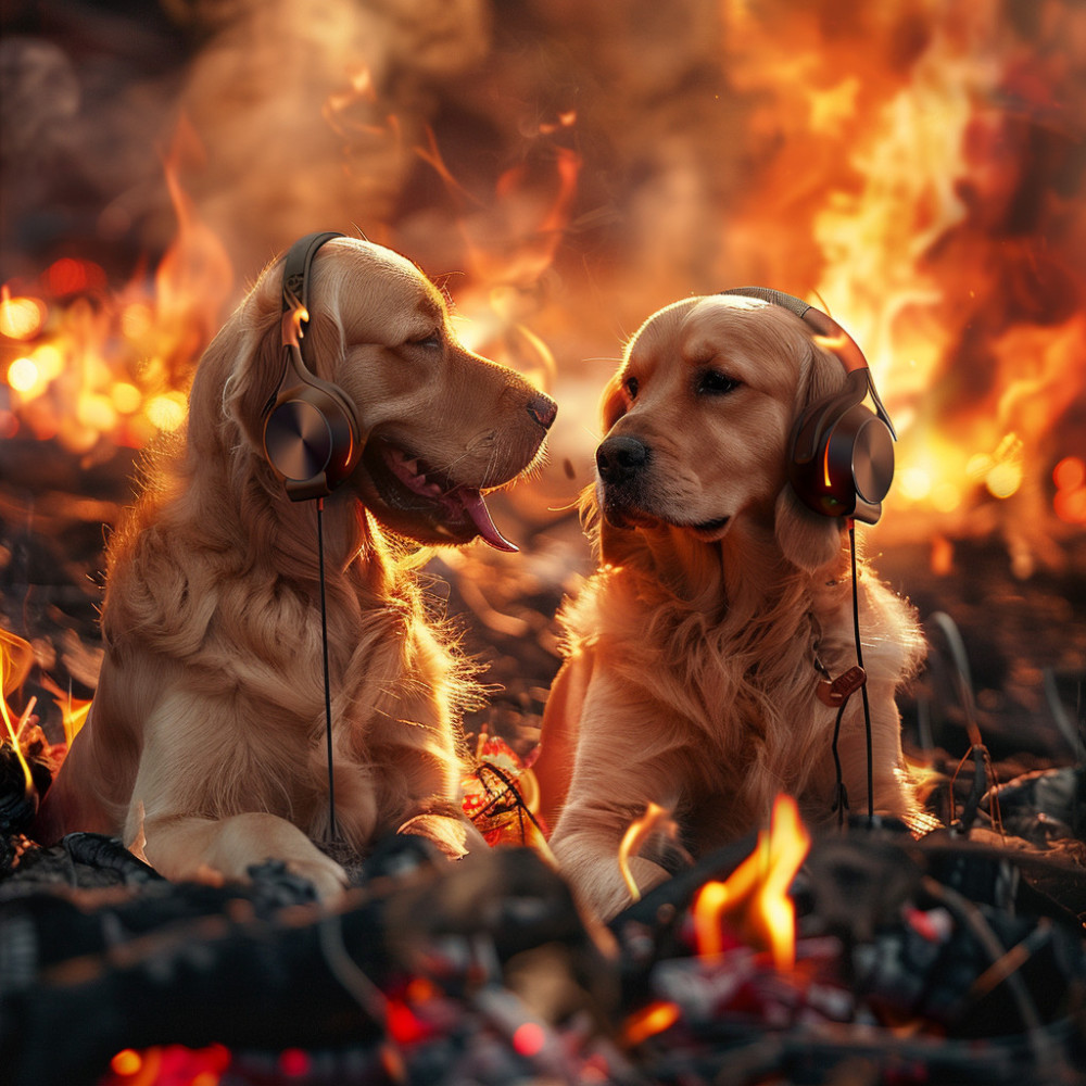 Canine's Cozy Firelight Moments