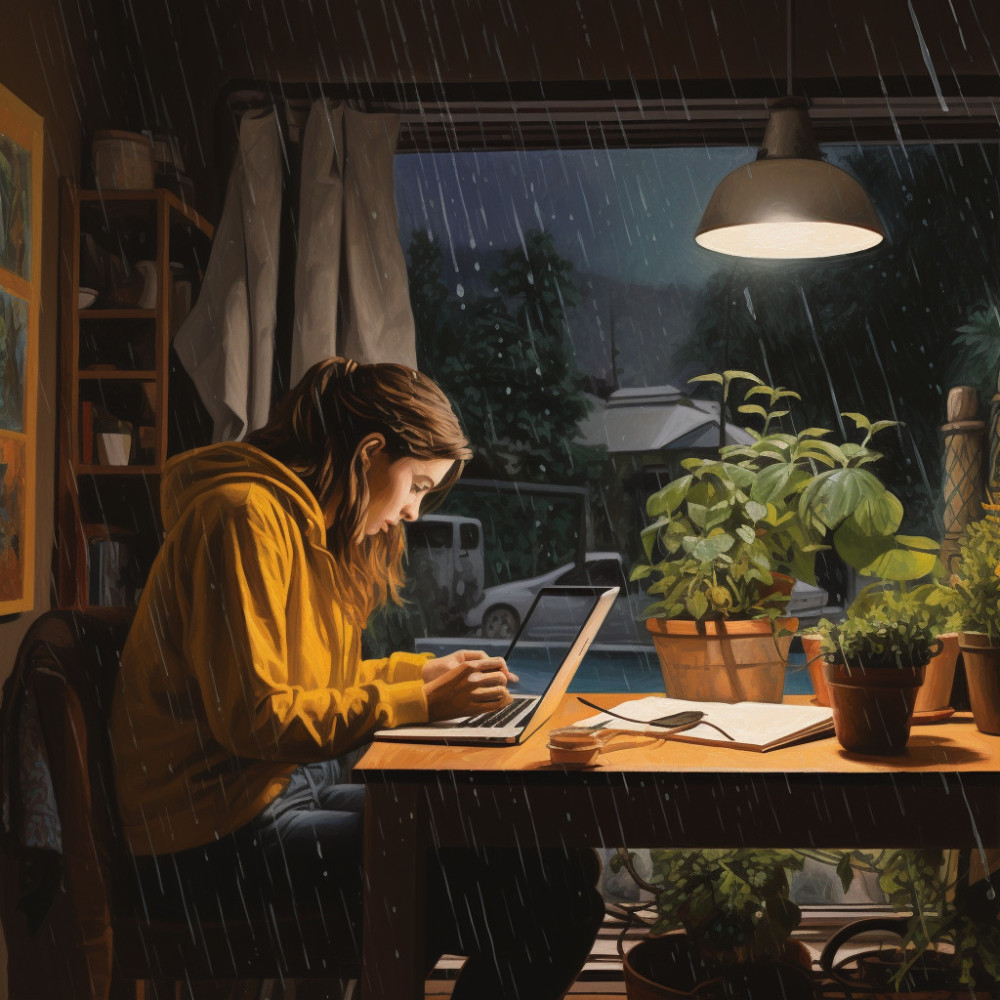 Meditación Serena Con El Enfoque De La Lluvia