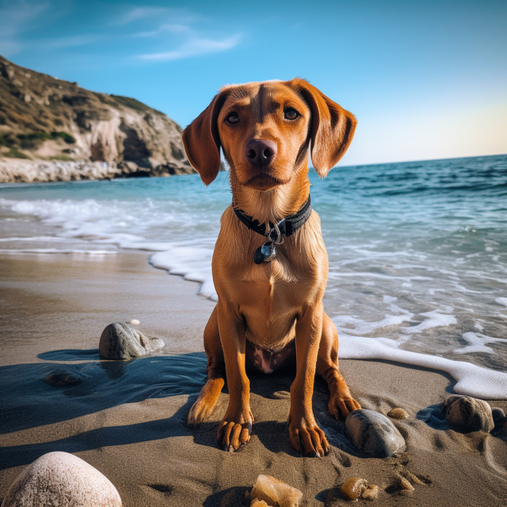 Felicidad Canina Junto Al Océano