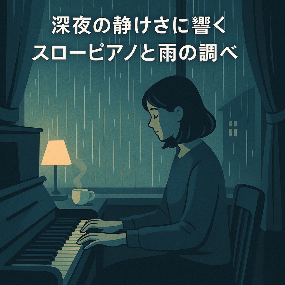 夜の静けさに包まれるピアノと波の音楽:深い眠りとリフレッシュメント