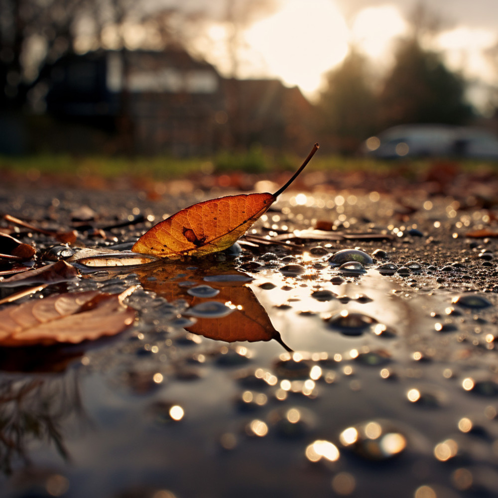Oasis De Meditación Con Gotas De Lluvia