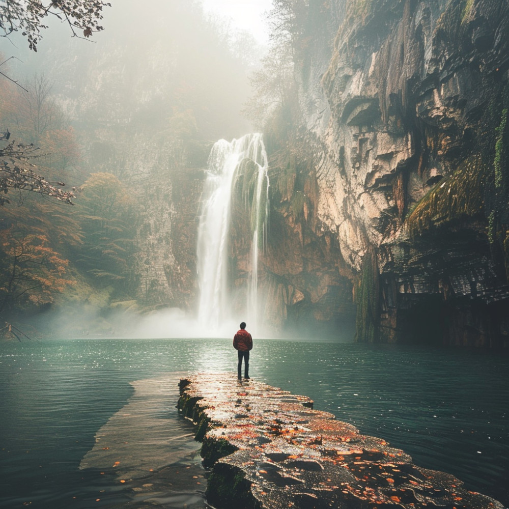 Yoga De La Naturaleza Al Lado De La Cascada