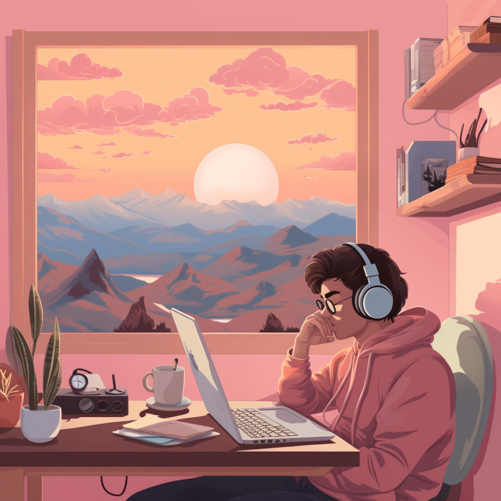 Sesión Musical De Productividad En El Trabajo De La Lluvia