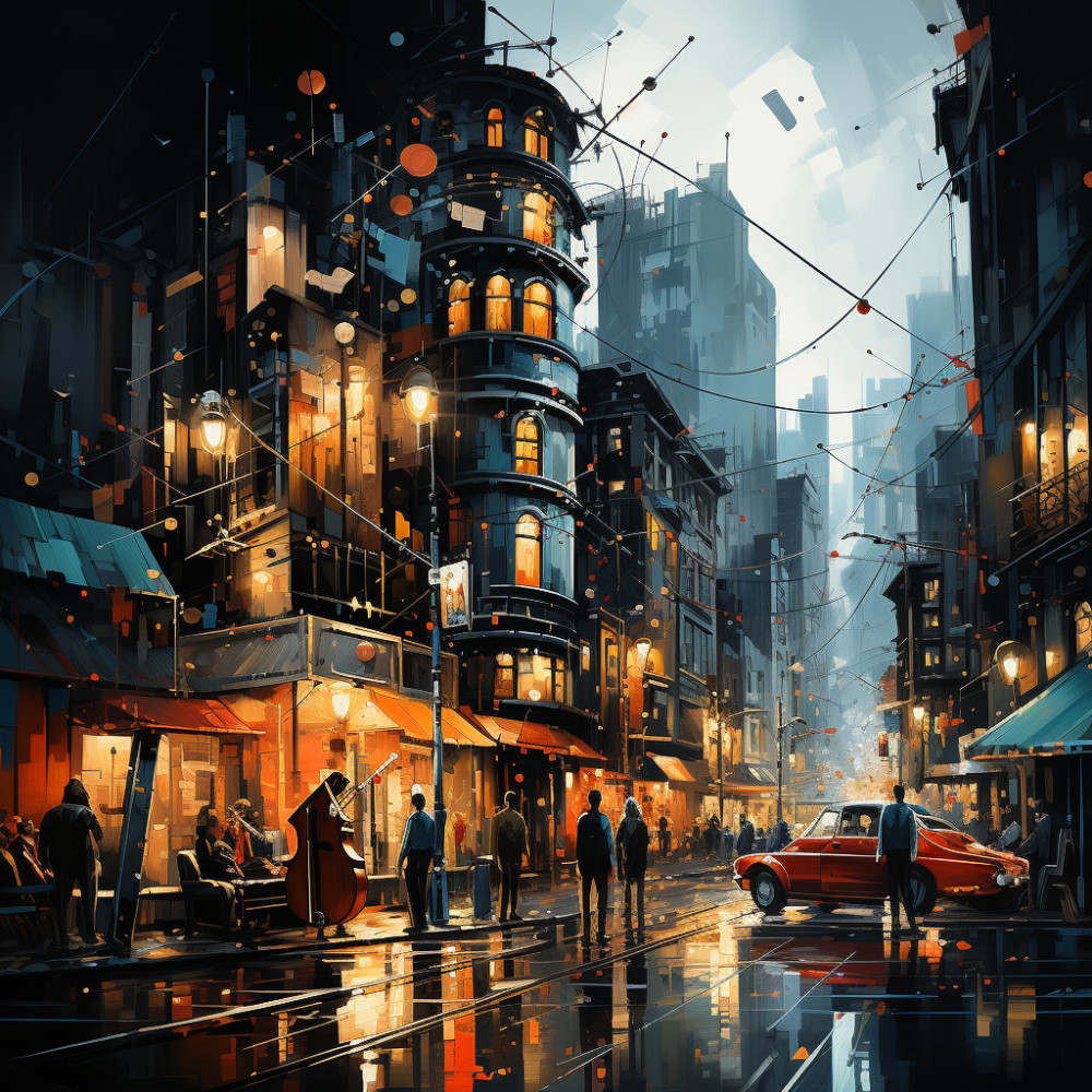 Paisaje Urbano De Jazz Y Brisa Nocturna