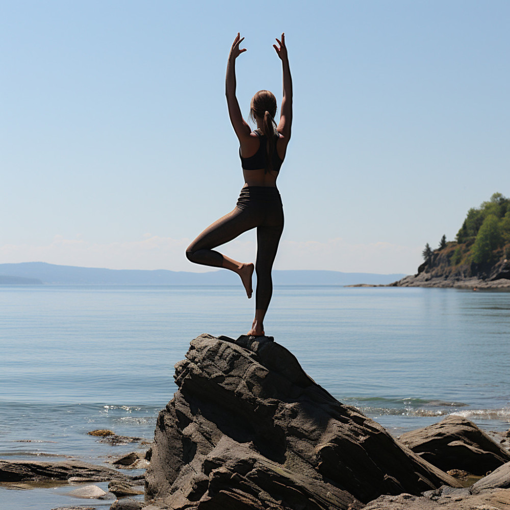 Felicidad Del Yoga Junto Al Mar
