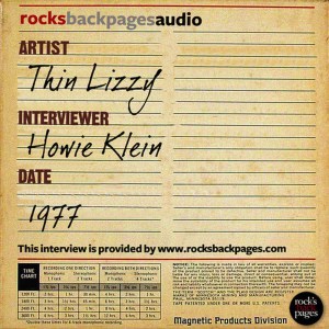 ดาวน์โหลดและฟังเพลง Thin Lizzy Interviewed by Howie Klein พร้อมเนื้อเพลงจาก Thin Lizzy